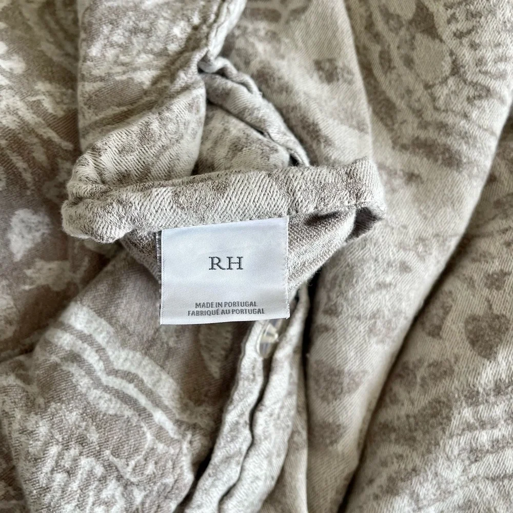 Restoration Hardware Taupe and White Patterned Duvet Cover